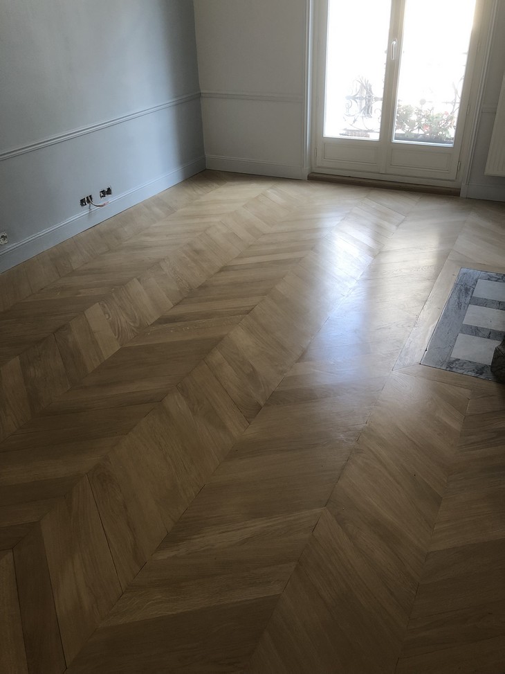 Parquet chne point de hongrie, lames de 10cm de large